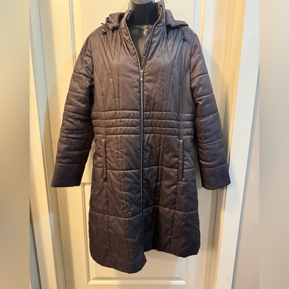 Concept K Quilted Long Parka | Lightweight & Warm | Brown - S/M Womens - Picture 3 of 5